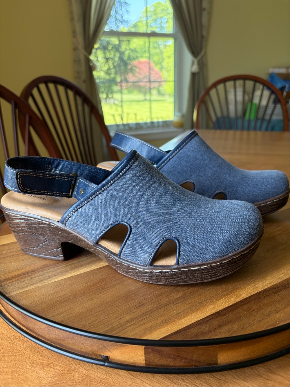 BOC Born Concept LYZA Women's Sz 11M Clog Mule Blue Denim Slingback 2.25” Wedge